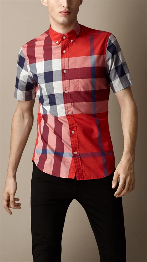 red check burberry shirt|burberry check shirt men's.